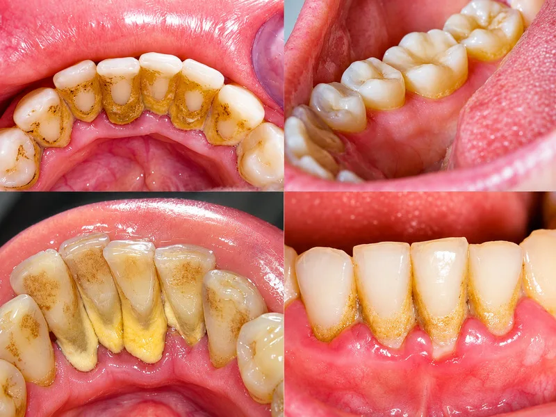 Mảng bám tích tụ quanh chân răng có thể gây viêm và chảy máu nướu.