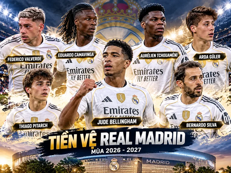 Danh sách tiền vệ Real Madrid mùa 2026-2027 với nhiều ngôi sao nổi bật